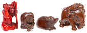 (4) JAPANESE CARVED HARDWOOD N