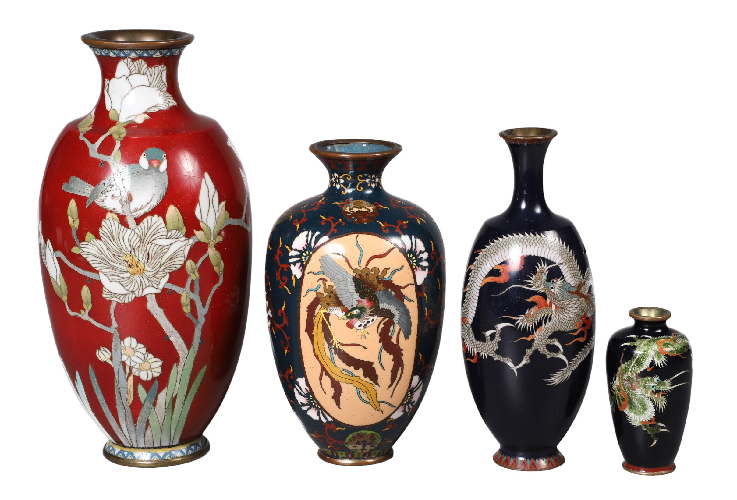 (4) Japanese cloisonne enamel