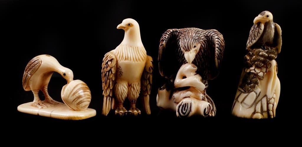 4 JAPANESE IVORY BIRD
