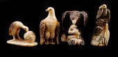 4 JAPANESE IVORY BIRD NETSUKES