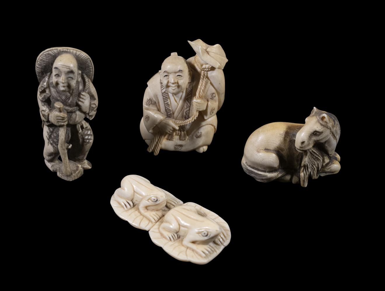 (4) JAPANESE IVORY NETSUKE All