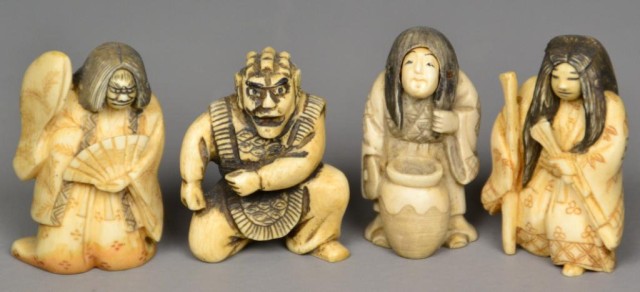 (4) Japanese Ivory NetsukeFinely