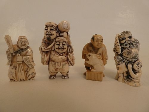 4 JAPANESE NETSUKESLot 4 old