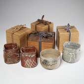 (4) JAPANESE POTTERY CHAWAN TE