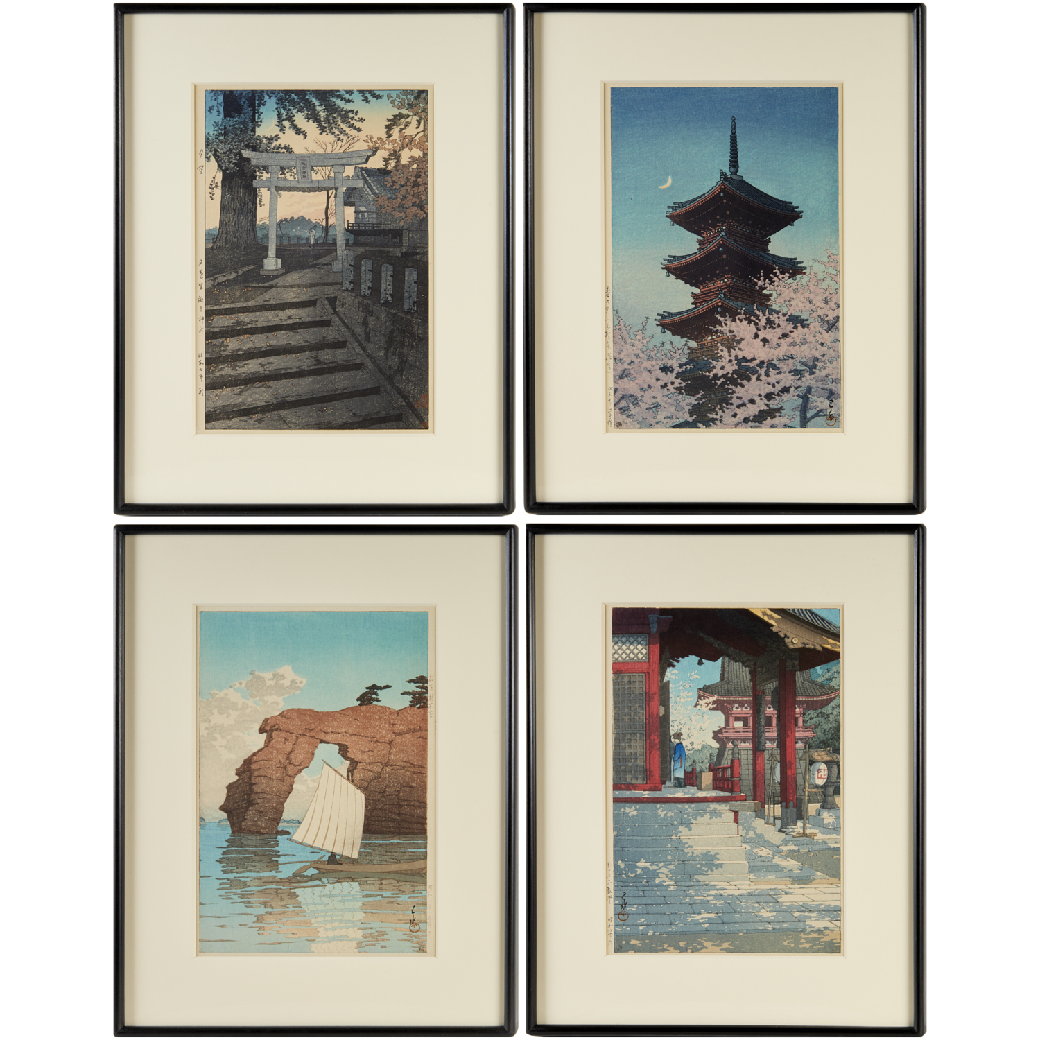 (4) JAPANESE WOODBLOCK PRINTS,