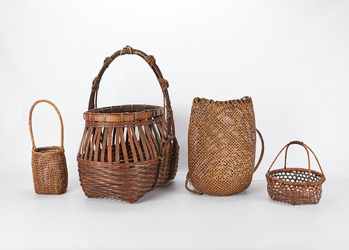 4 JAPANESE WOVEN BASKETSGroup of