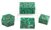 (4) JEWELED MALACHITE TABLE BO