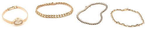 4 JEWELRY ITEMS, 3 GOLD &