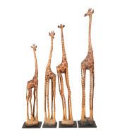4 KENYA CARVED WOODEN GIRAFFE