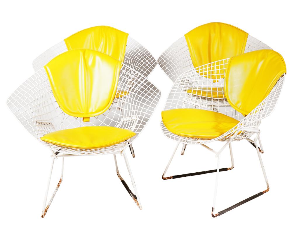 4 KNOLL BERTOIA DIAMOND CHAIRS W/