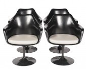 4 KNOLL BLACK TULIP ARMCHAIRS