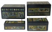(4) LACQUERED WOOD BOXES, OLIN