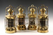(4) LARGE BRASS SHIP'S LANTERN