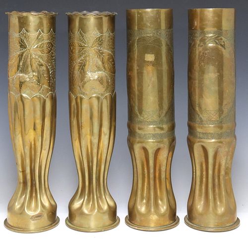 (4) LARGE FRENCH WWI-ERA TRENCH ART