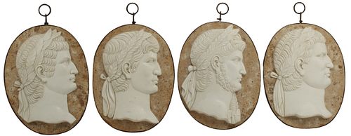 (4) LARGE MARBLE PORTRAIT PLAQUES