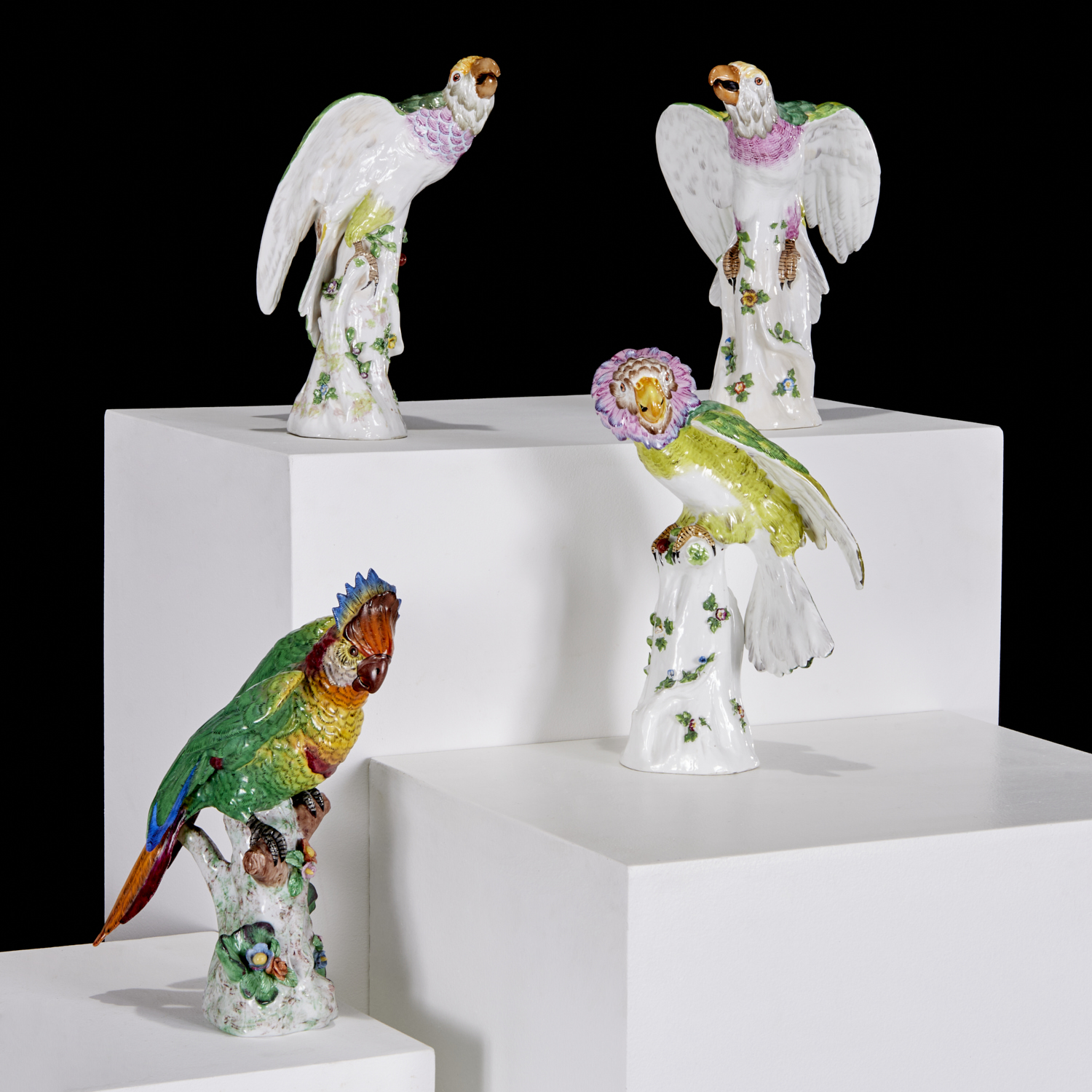 (4) LARGE MEISSEN STYLE PORCELAIN