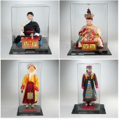 (4) LARGE TIBETAN COSTUMED FIG