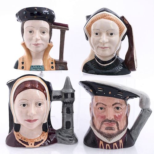 4 LG DOULTON CHARACTER JUGS,