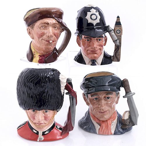 4 LG DOULTON CHARACTER JUGS,