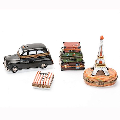 4 LIMOGES BOXES, TRAVEL