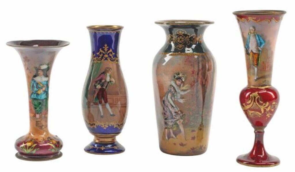 (4) LIMOGES ENAMEL VASES(lot of