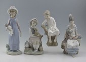 4 LLADRO PORCELAIN FIGURINES: