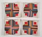 4 LOG CABIN PATTERN QUILT PILL