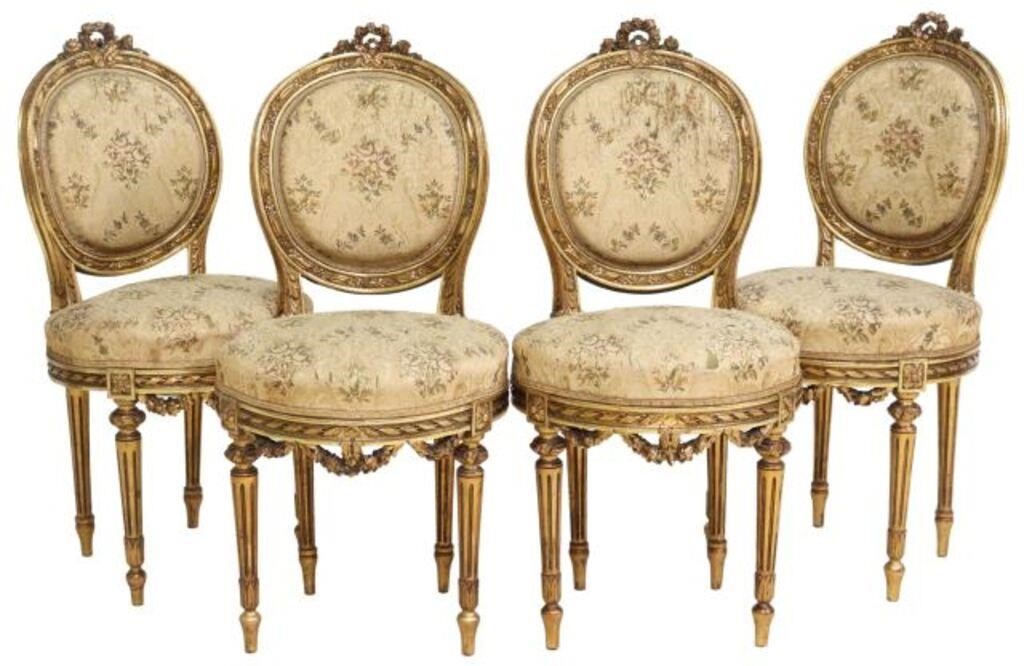 (4) LOUIS XVI GILT ACCENTED SIDE