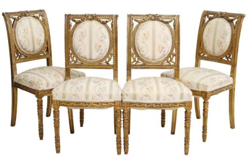 (4) LOUIS XVI STYLE UPHOLSTERED