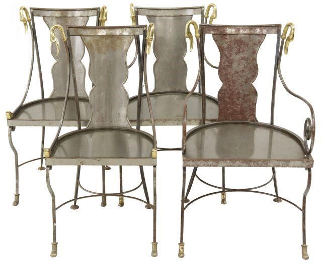 (4) MAISON JANSEN STYLE IRON SWAN'S
