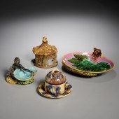 (4) MAJOLICA ANIMAL TABLEWARES