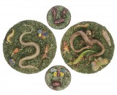 4 MAJOLICA WARE PALISSY PLATES