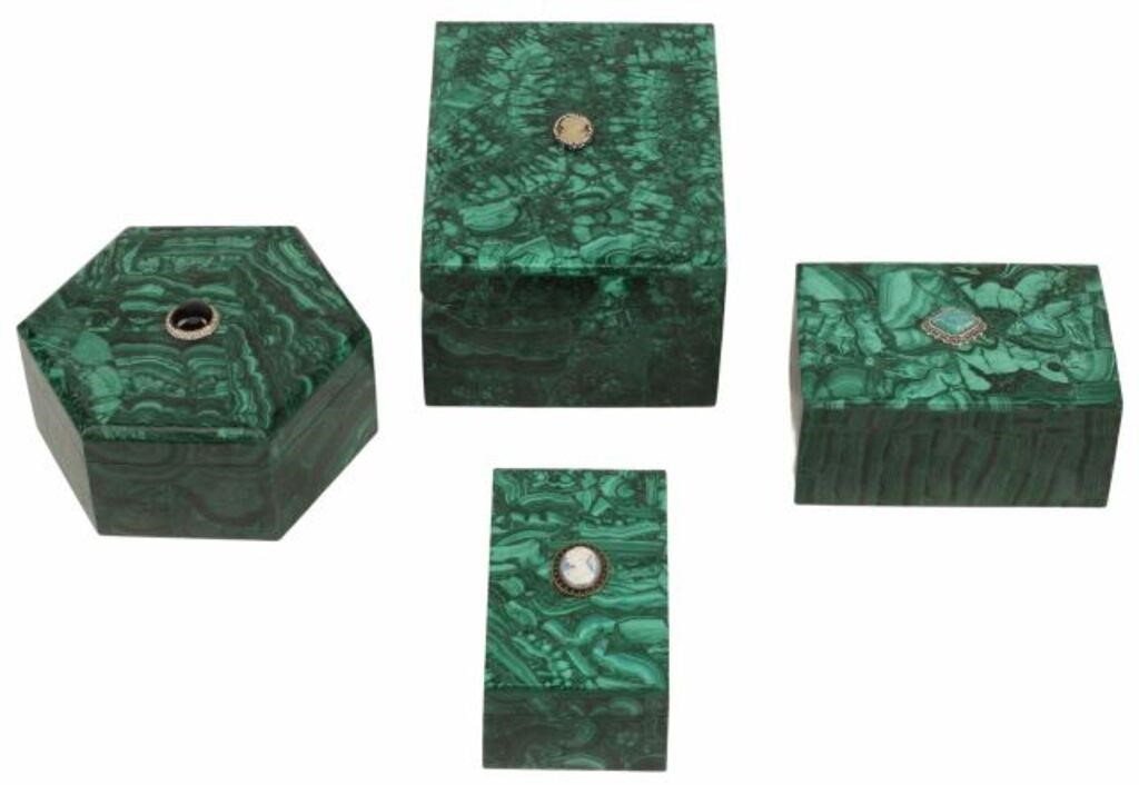 (4) MALACHITE TILED & JEWELED TABLE