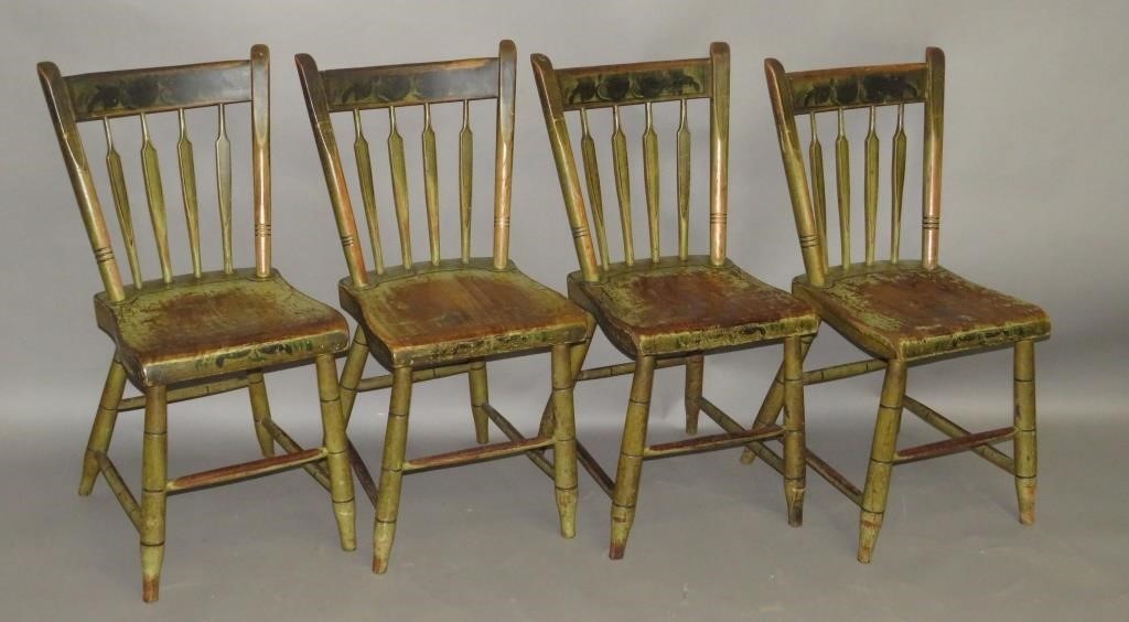 4 MATCHING PLANK SEAT CHAIRSca.