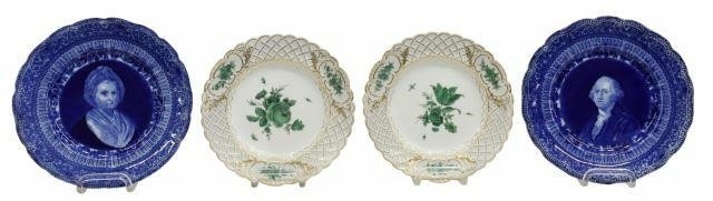 4) MEISSEN GREEN FLOWER & RIDGEWAYS