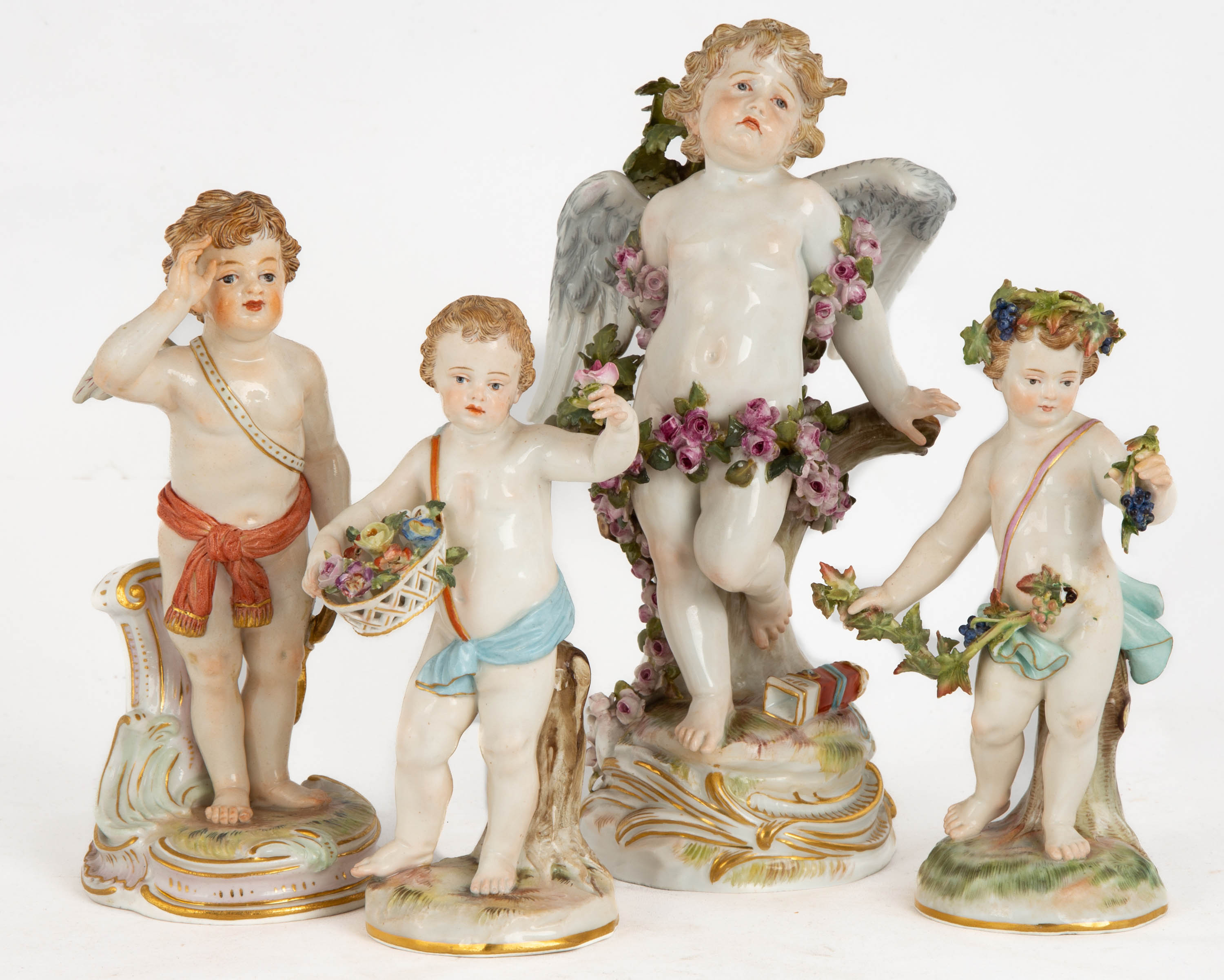 (4) MEISSEN PUTTI PORCELAIN FIGURES