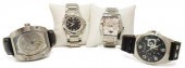 (4) MEN'S FASHION WATCHES, WIT