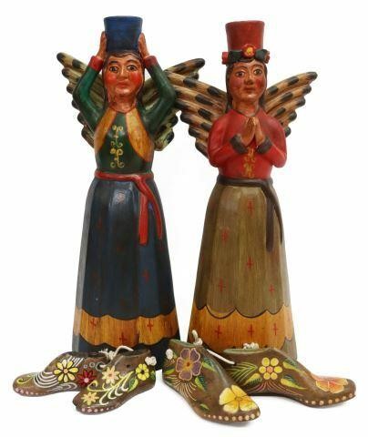 (4) MEXICO POTTERY ANGEL CANDELABRA
