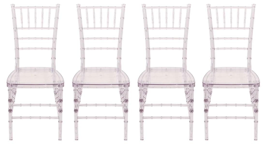 4 MID CENTURY CHIAVARI CLEAR