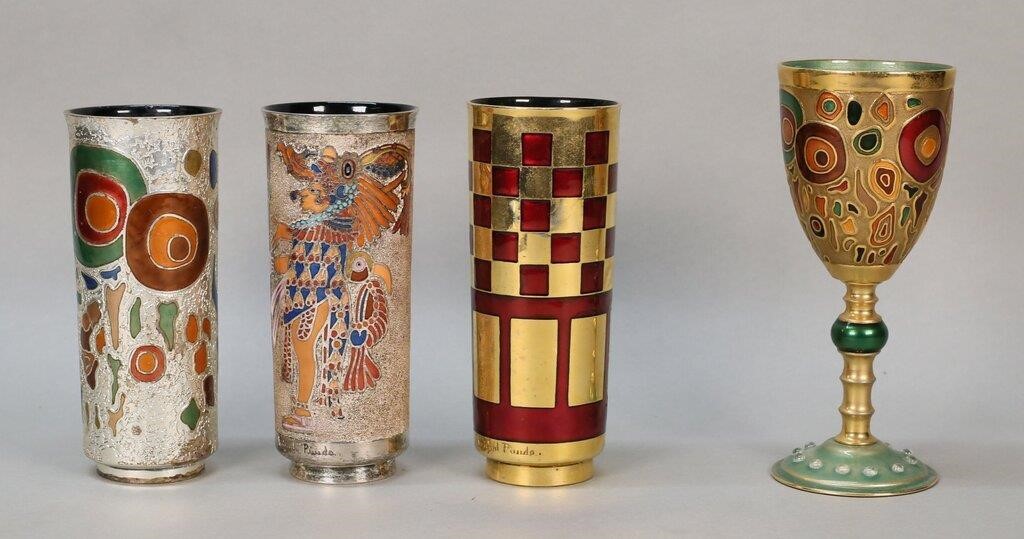 4 MIGUEL PINEDA ENAMEL DECORATED