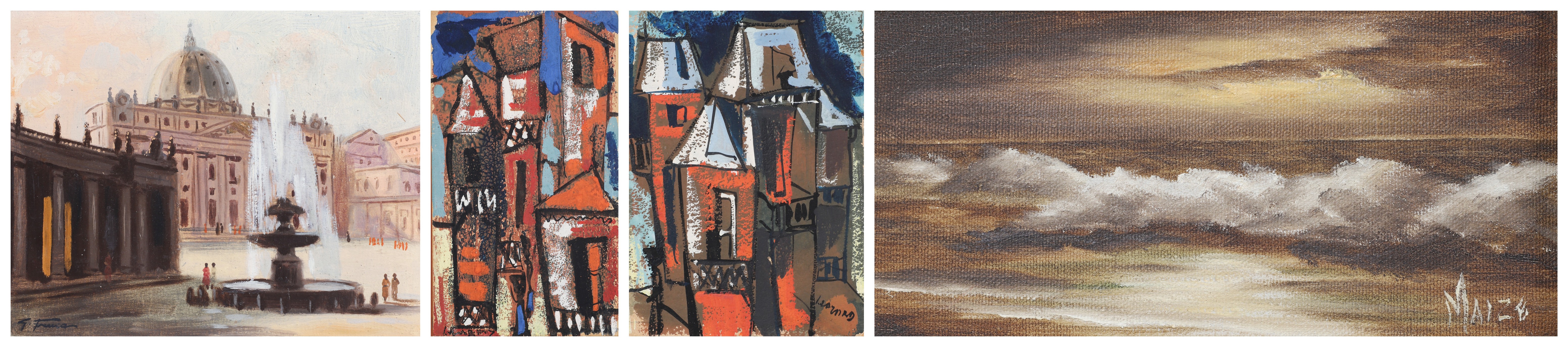 (4) Miniature paintings, includes