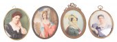 (4) Miniature watercolor portr
