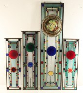 4 MISC. ART LEADED GLASS WINDO