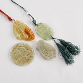 4 MODERN CHINESE JADE & SERPEN