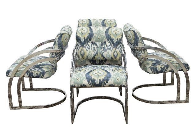 (4) MODERN CHROME UPHOLSTERED