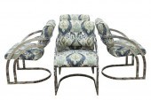 (4) MODERN CHROME UPHOLSTERED