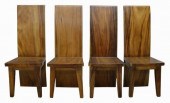 (4) MODERN TEAKWOOD HIGH BACK