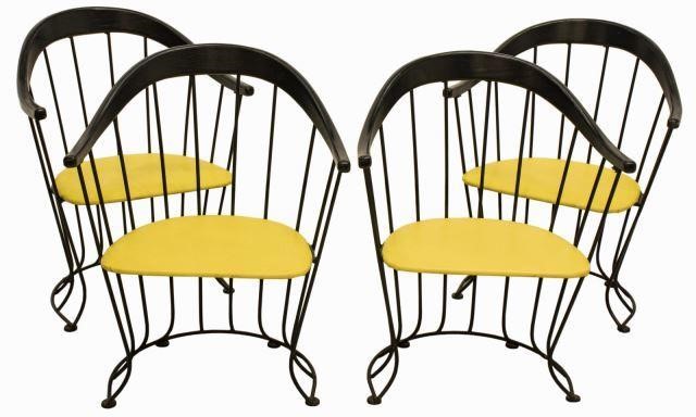 (4) MODERNIST BARREL BACK WOOD &