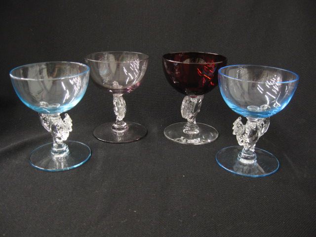 4 Morgantown Figural Rooster Wine