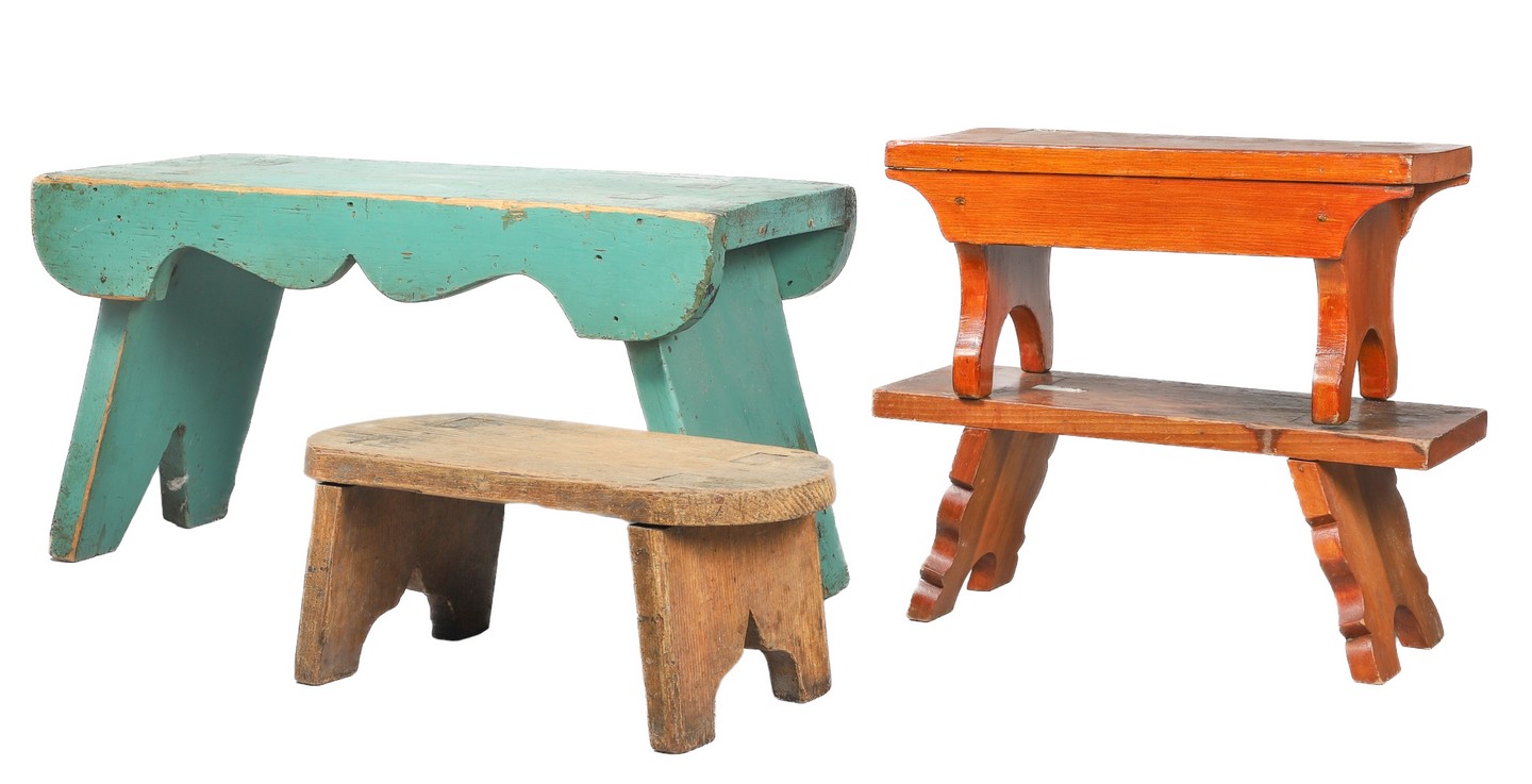 (4) Mortised through wood benches